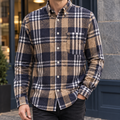 Brushed Cotton Blend Plaid Shirt