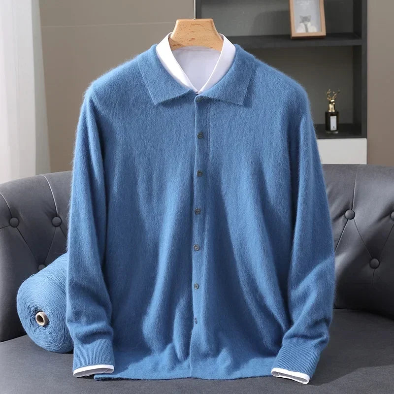 Brushed Knit Polo Collar Cardigan