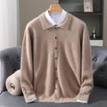 Brushed Knit Polo Collar Cardigan