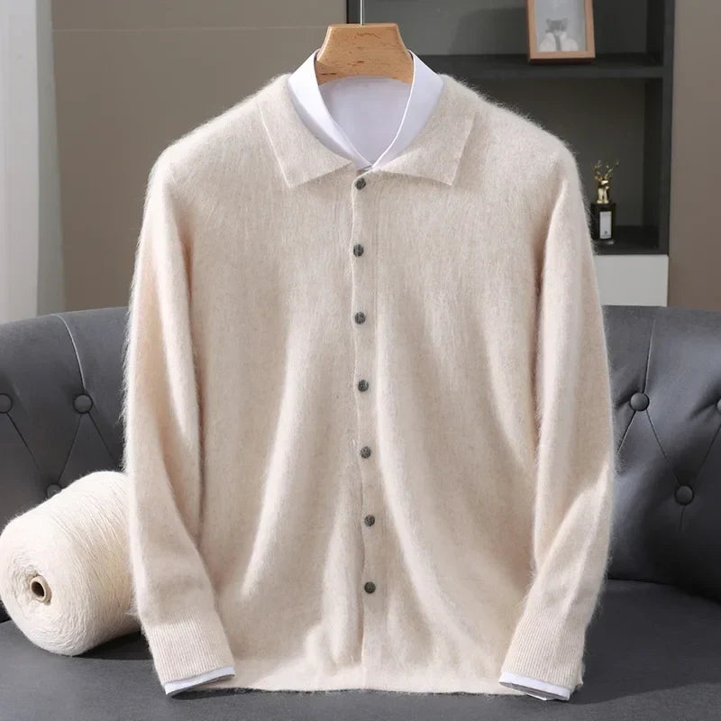Brushed Knit Polo Collar Cardigan