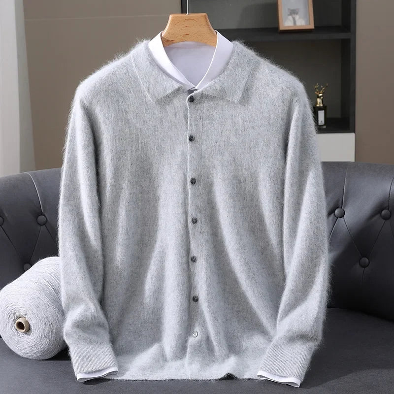 Brushed Knit Polo Collar Cardigan