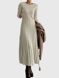 Cable Knit Maxi Sweater Dress Long Sleeves