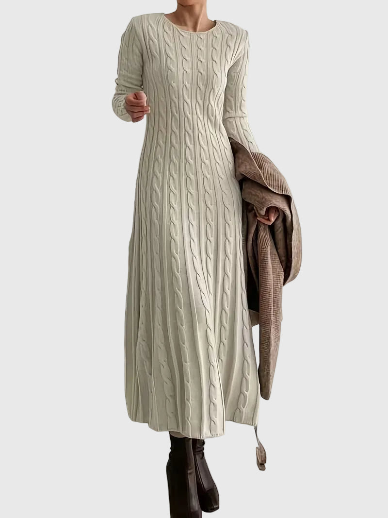 Cable Knit Maxi Sweater Dress Long Sleeves