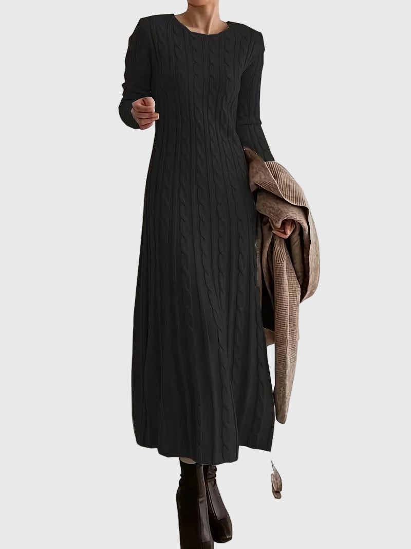 Cable Knit Maxi Sweater Dress Long Sleeves