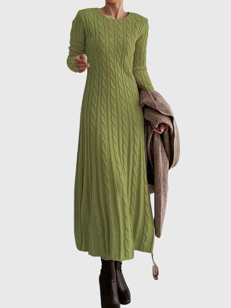 Cable Knit Maxi Sweater Dress Long Sleeves