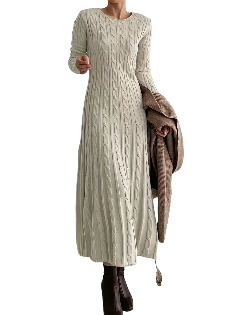 Cable Knit Maxi Sweater Dress Long Sleeves