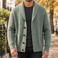 Cable Knit Shawl Collar Cardigan Button Front