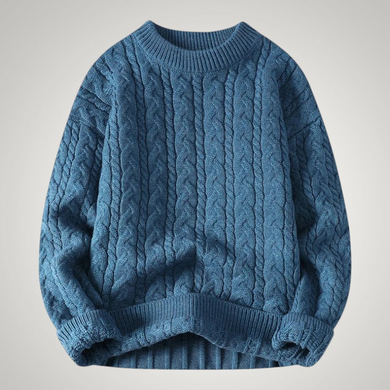 Chunky Cable Knit Crew Neck Sweater