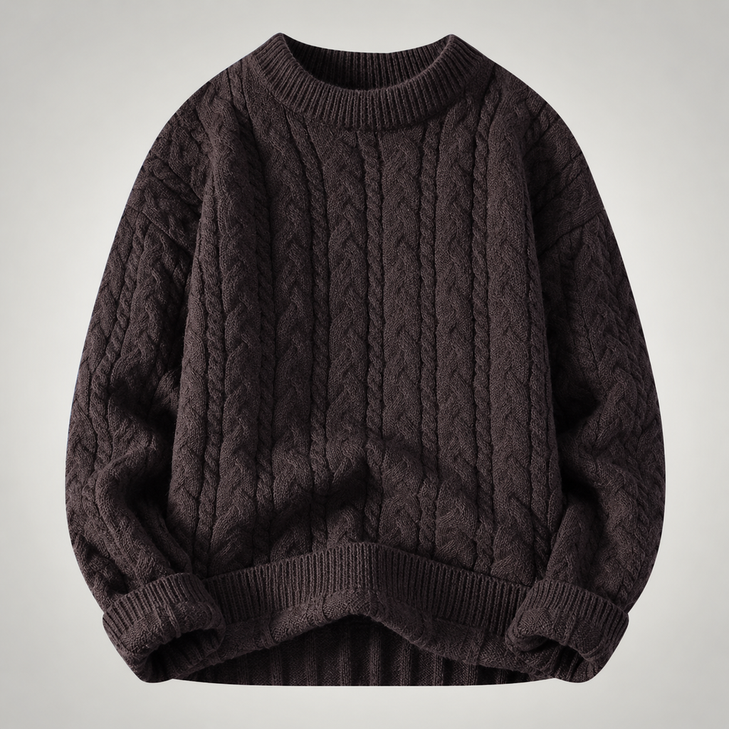 Chunky Cable Knit Crew Neck Sweater