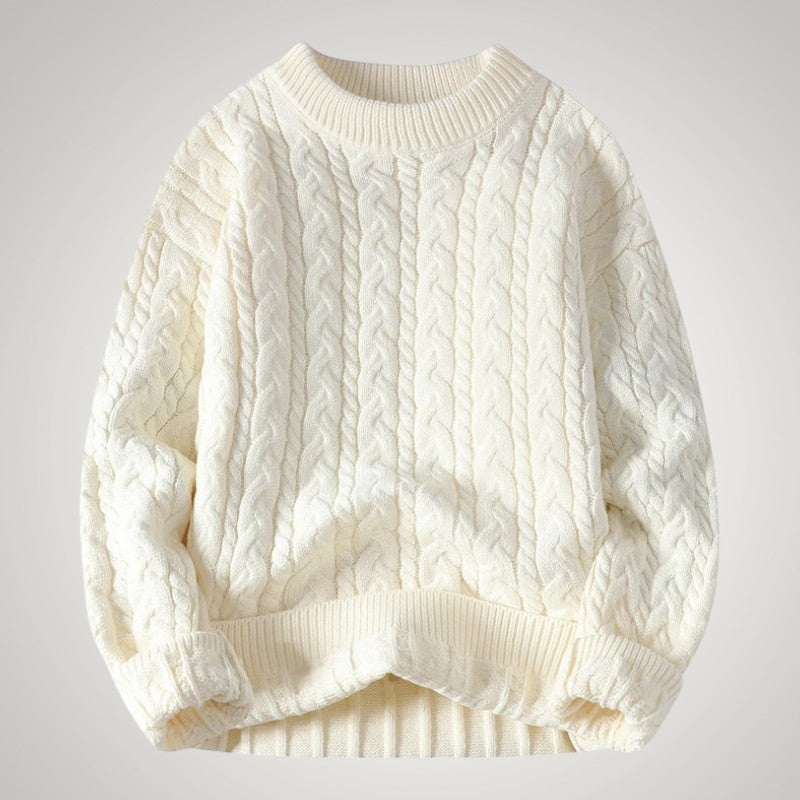 Chunky Cable Knit Crew Neck Sweater