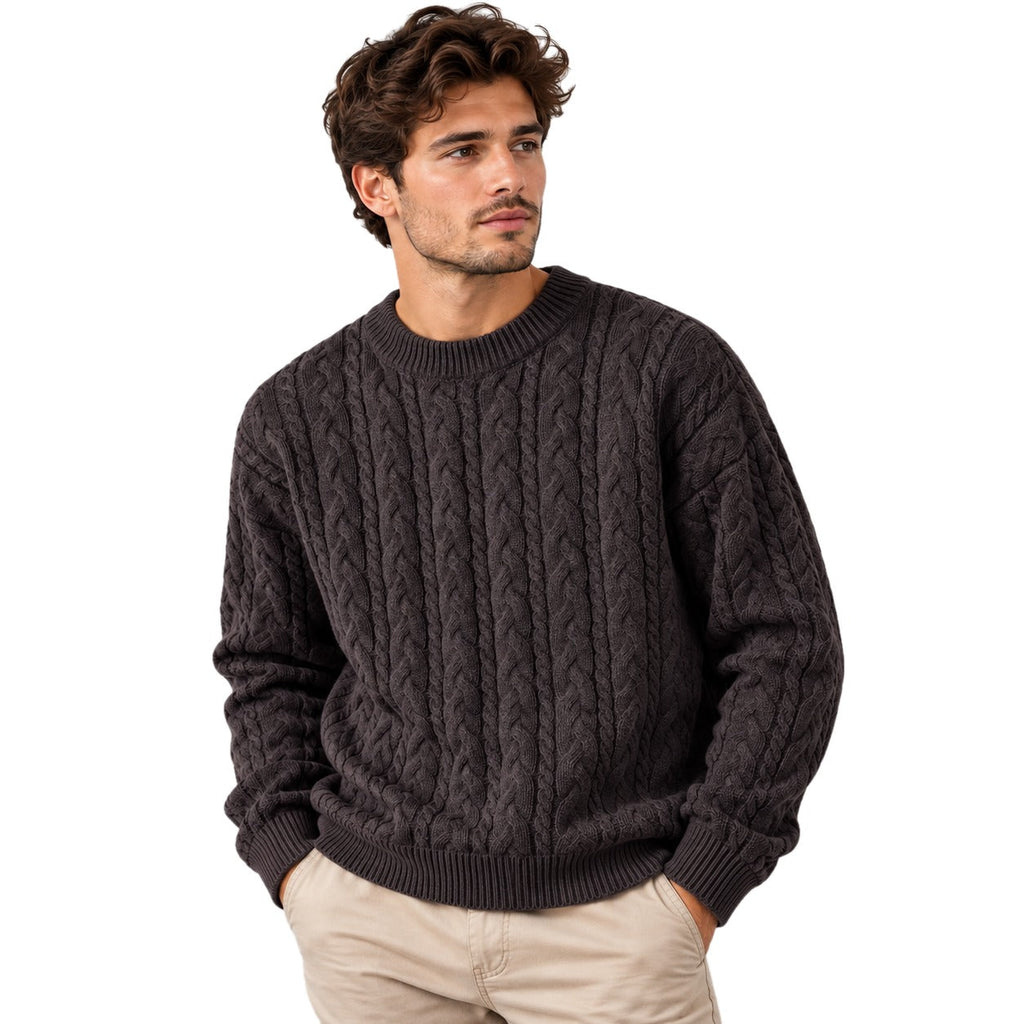 Chunky Cable Knit Crew Neck Sweater