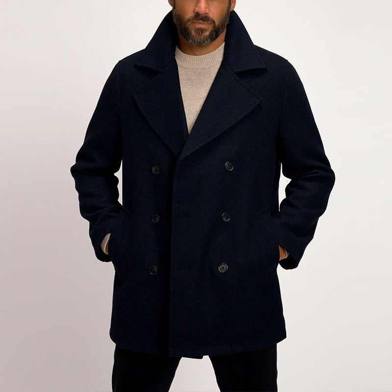 Classic Double Breasted Wool Look Peacoat