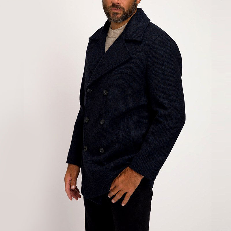 Classic Double Breasted Wool Look Peacoat