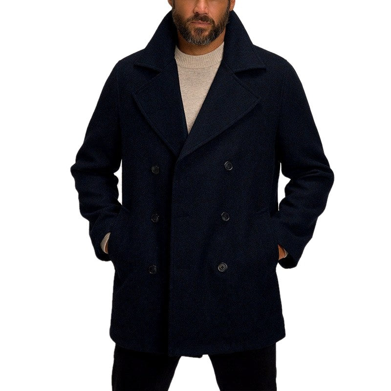 Classic Double Breasted Wool Look Peacoat