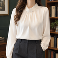 Fluid Ruffle Stand Collar Blouse