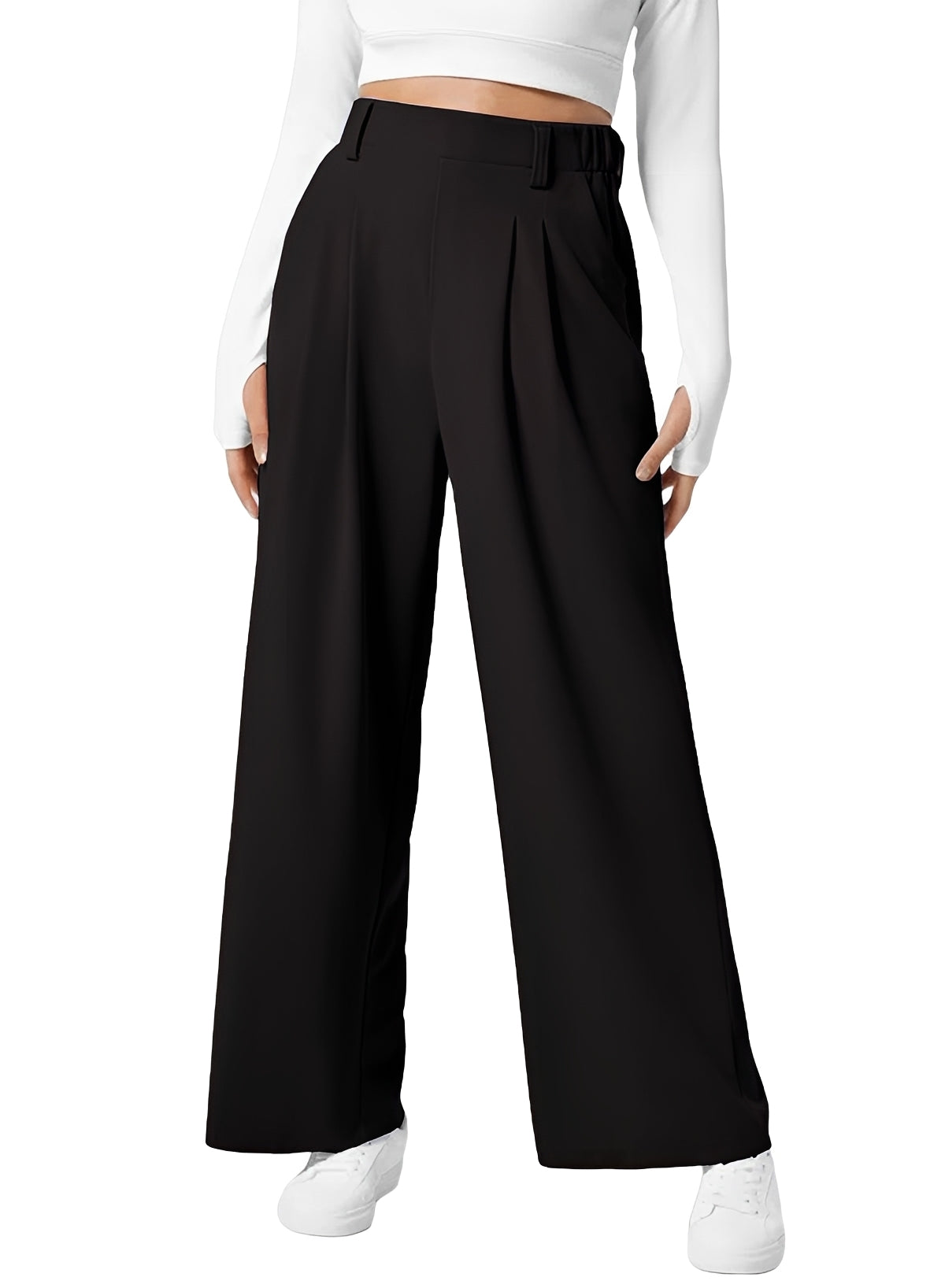 High Waist Pleated Wide Leg Pants