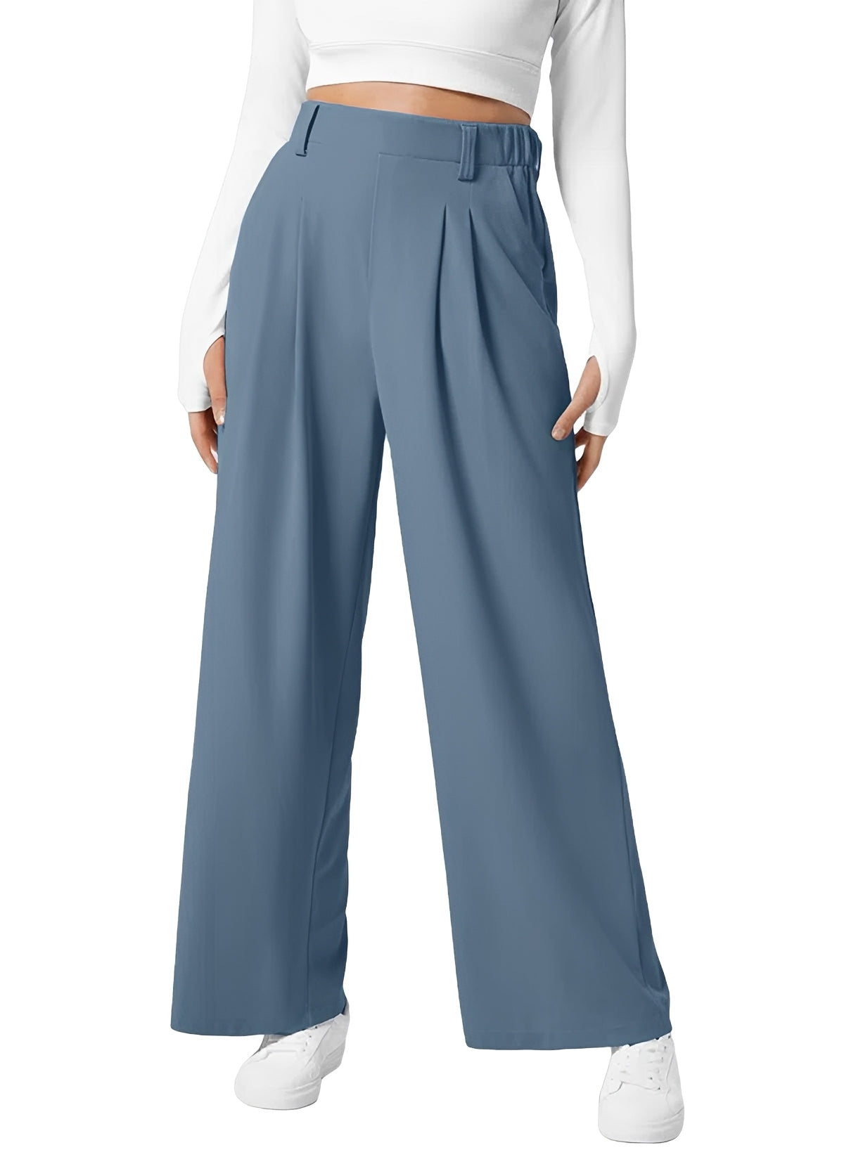 High Waist Pleated Wide Leg Pants