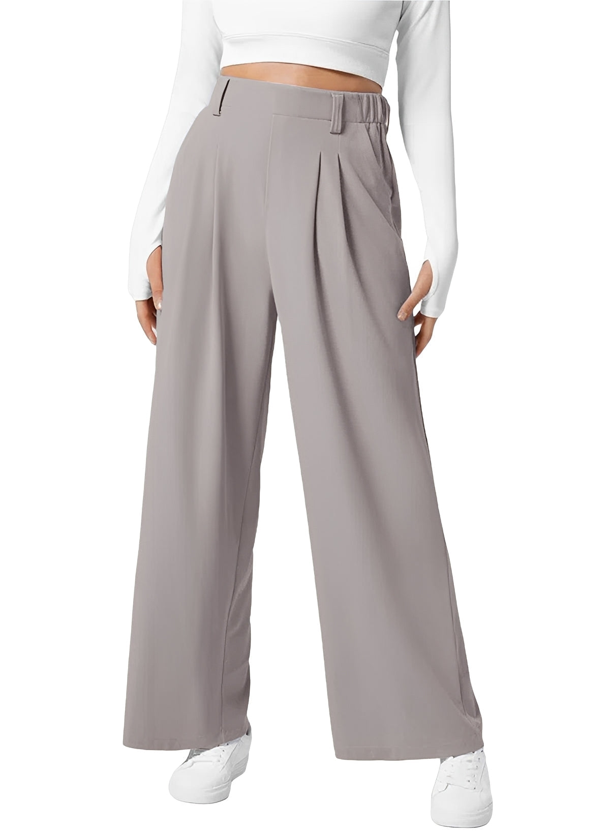 High Waist Pleated Wide Leg Pants