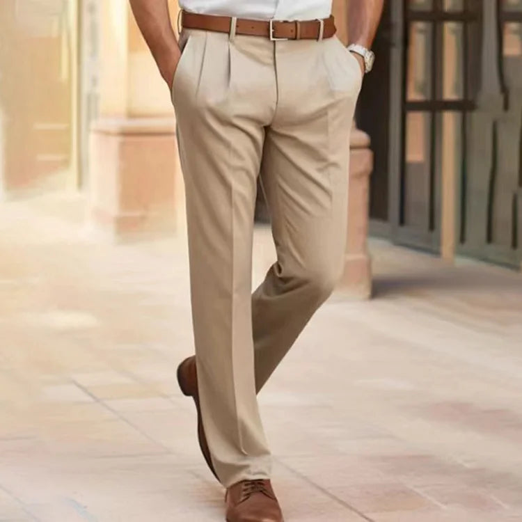 Pleated Straight Leg Dress Pants