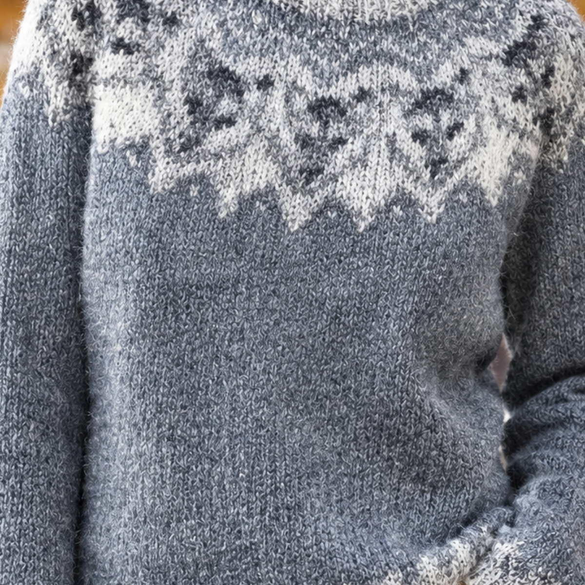 Relaxed Fair Isle Knit Crew Neck Sweater