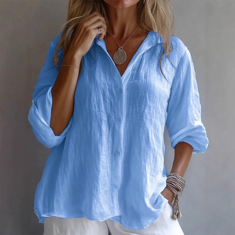 Relaxed Linen Blend Button Up Shirt