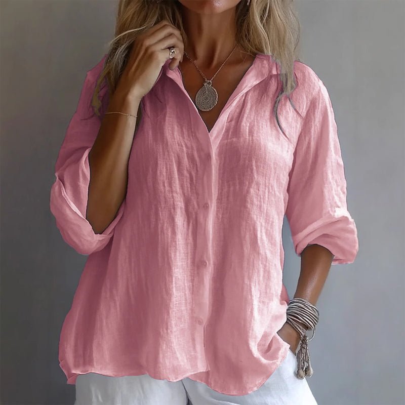 Relaxed Linen Blend Button Up Shirt