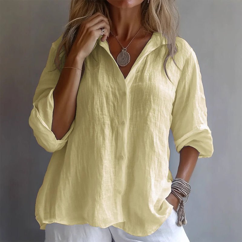 Relaxed Linen Blend Button Up Shirt