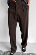 Relaxed Pleated Straight Leg Pants