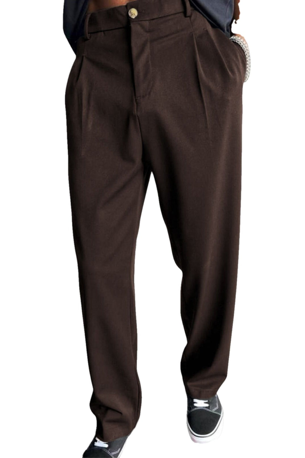 Relaxed Pleated Straight Leg Pants