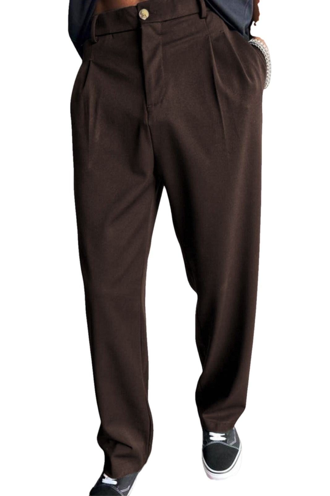 Relaxed Pleated Straight Leg Pants