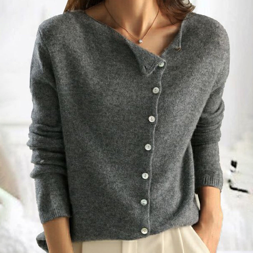 Relaxed Round Neck Button Front Cardigan