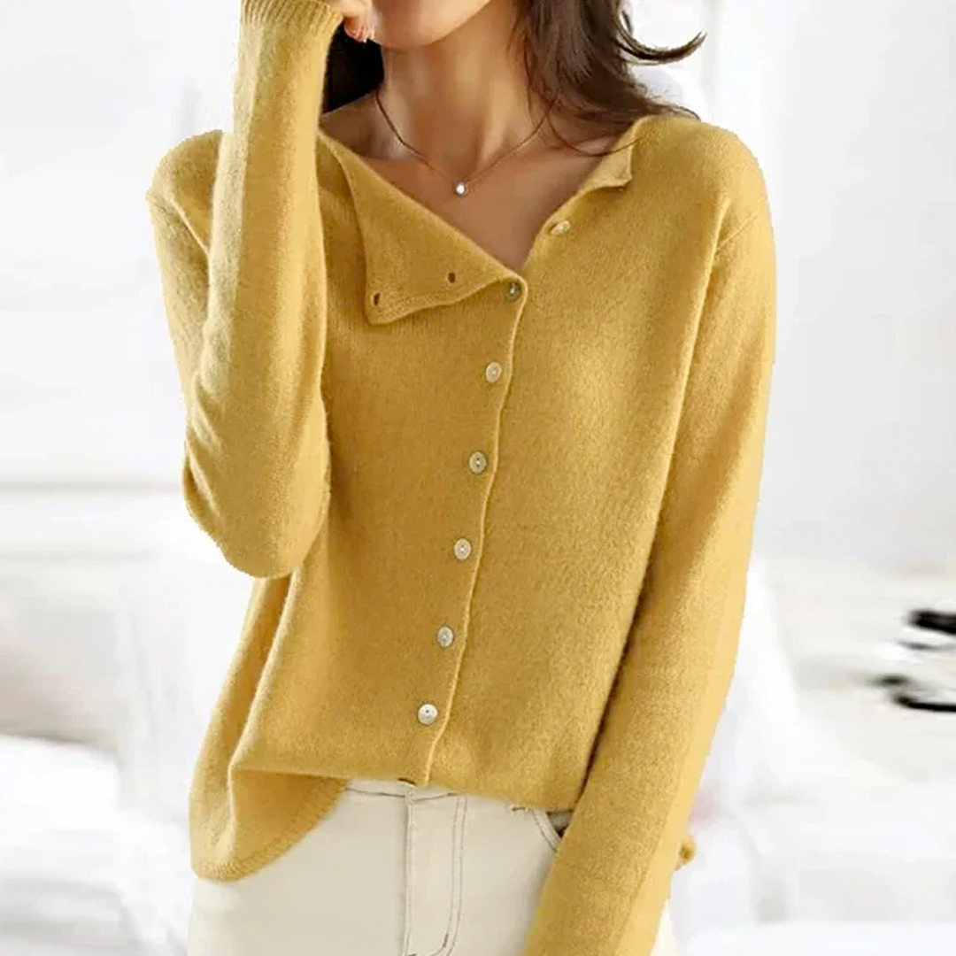 Relaxed Round Neck Button Front Cardigan