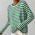 Relaxed Striped Long Sleeve Crew Neck Top