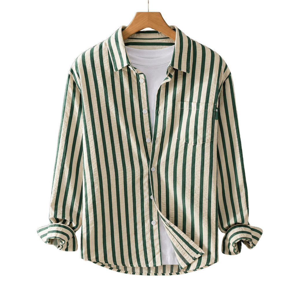 Relaxed Vertical Stripe Button Up Shirt