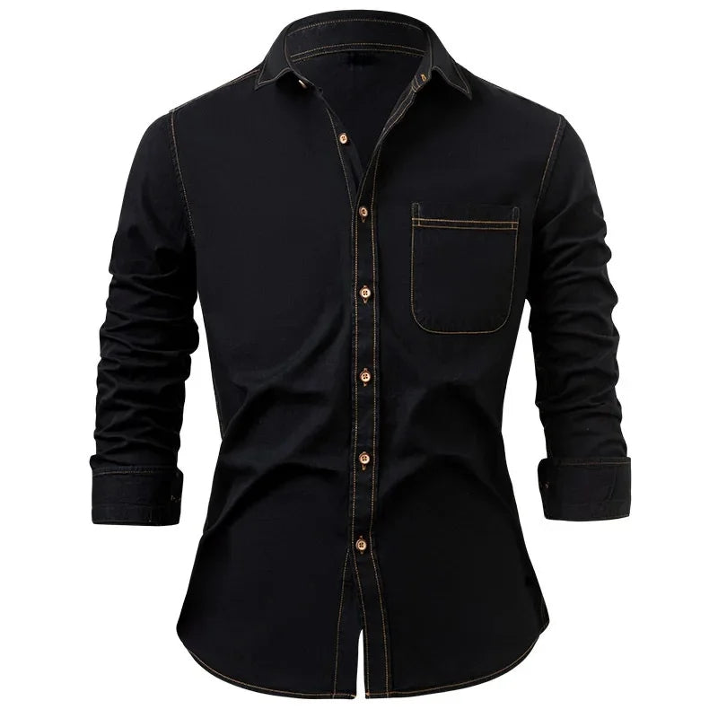 Slim Denim Look Button Up Shirt