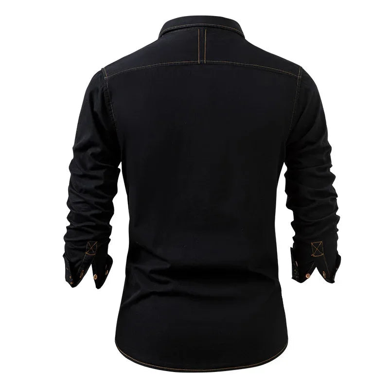 Slim Denim Look Button Up Shirt