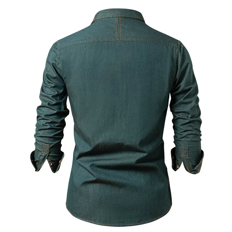 Slim Denim Look Button Up Shirt