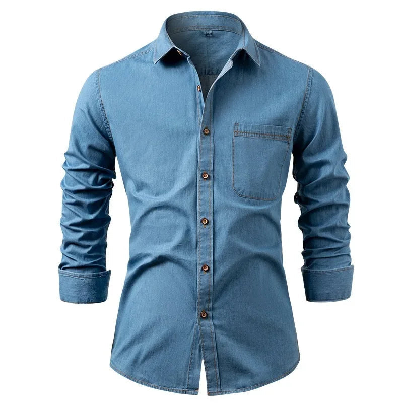 Slim Denim Look Button Up Shirt