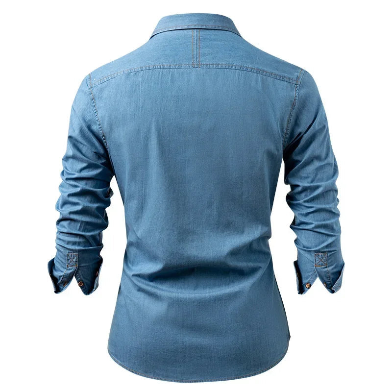 Slim Denim Look Button Up Shirt