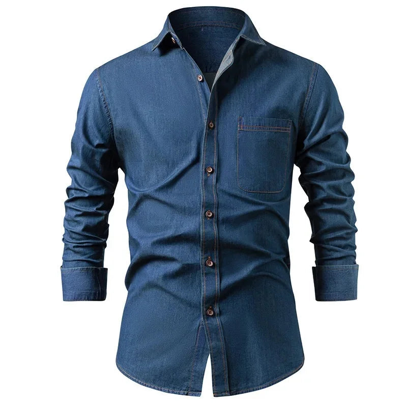 Slim Denim Look Button Up Shirt