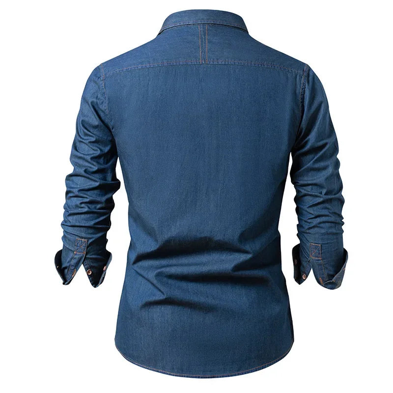 Slim Denim Look Button Up Shirt
