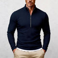 Slim Ribbed Knit Half Zip Sweater