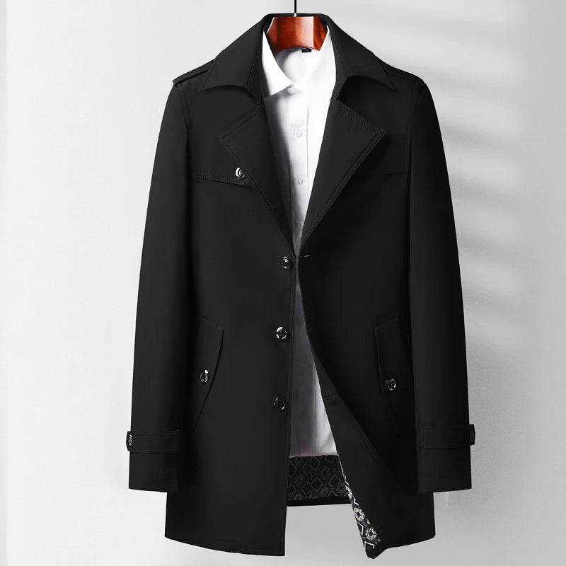 Tailored Single Breasted Trench Coat Notch Lapels