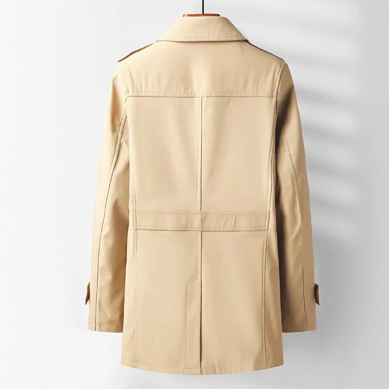 Tailored Single Breasted Trench Coat Notch Lapels