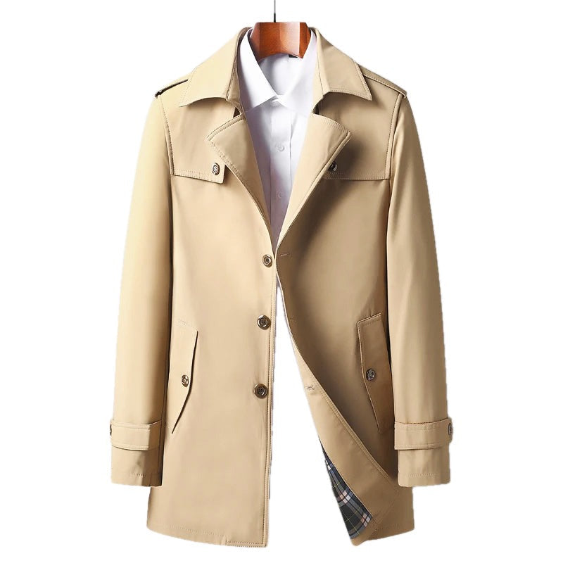 Tailored Single Breasted Trench Coat Notch Lapels