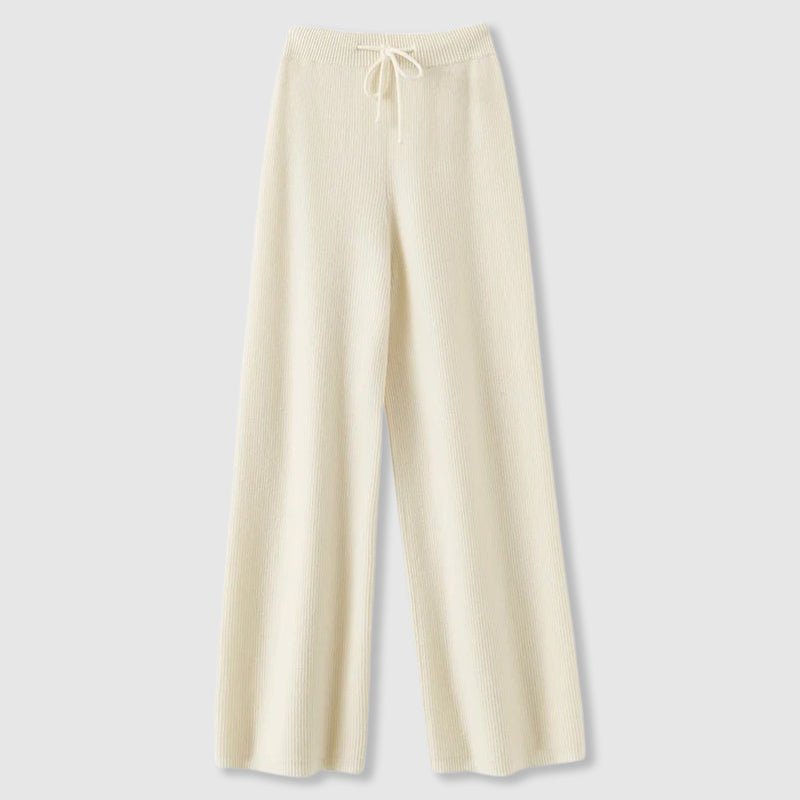 Wide Leg Cashmere Blend Knit Pants Drawstring