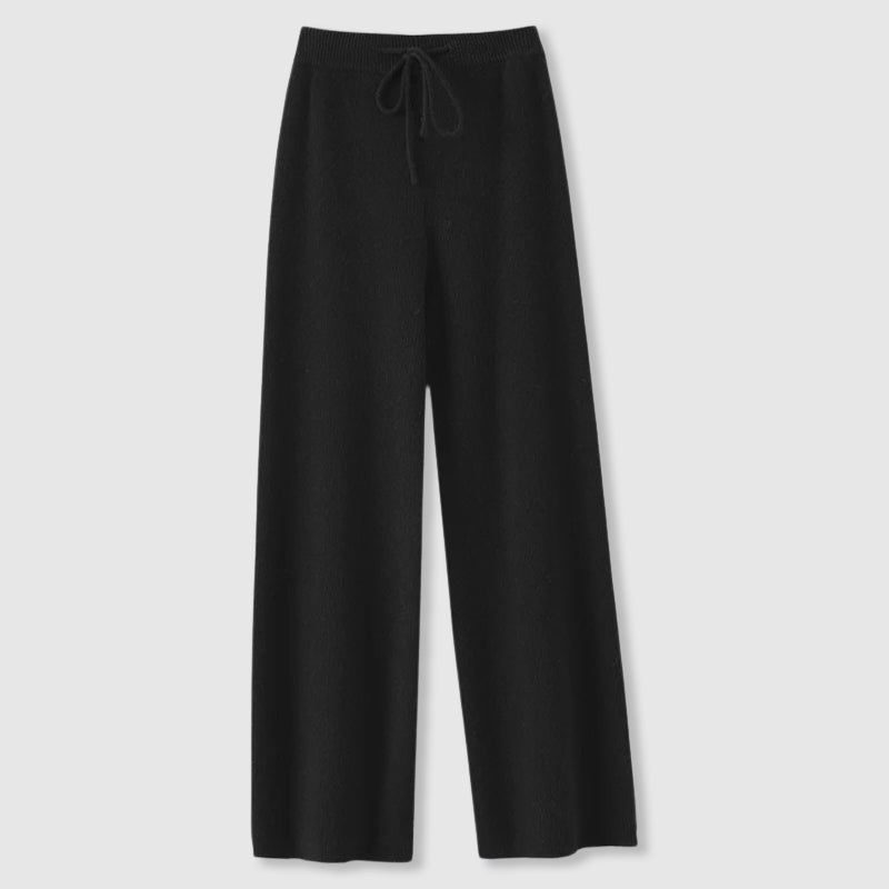 Wide Leg Cashmere Blend Knit Pants Drawstring