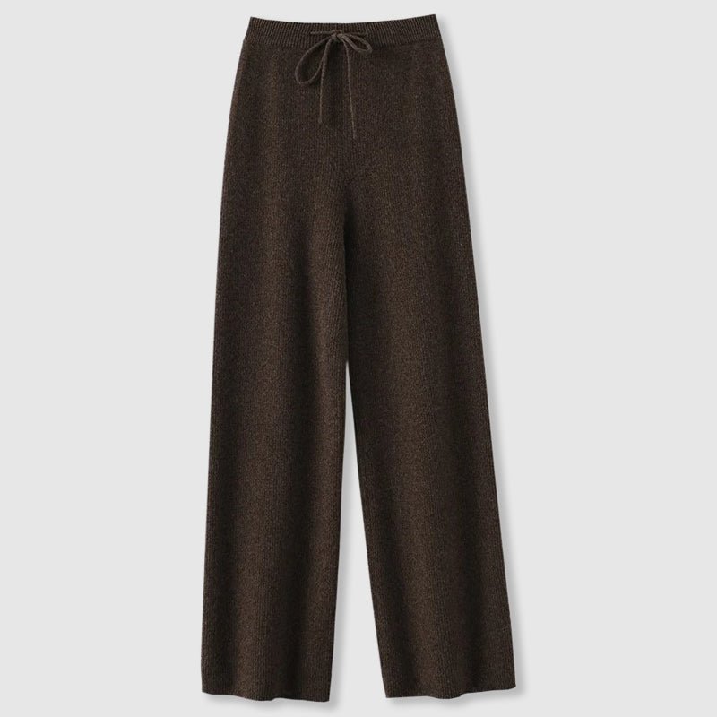 Wide Leg Cashmere Blend Knit Pants Drawstring