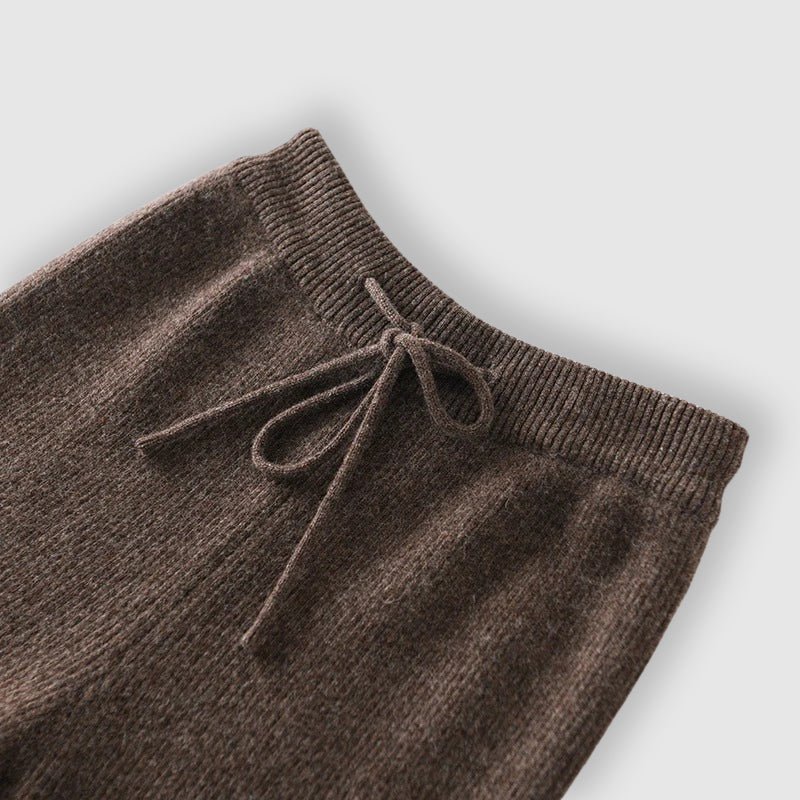 Wide Leg Cashmere Blend Knit Pants Drawstring