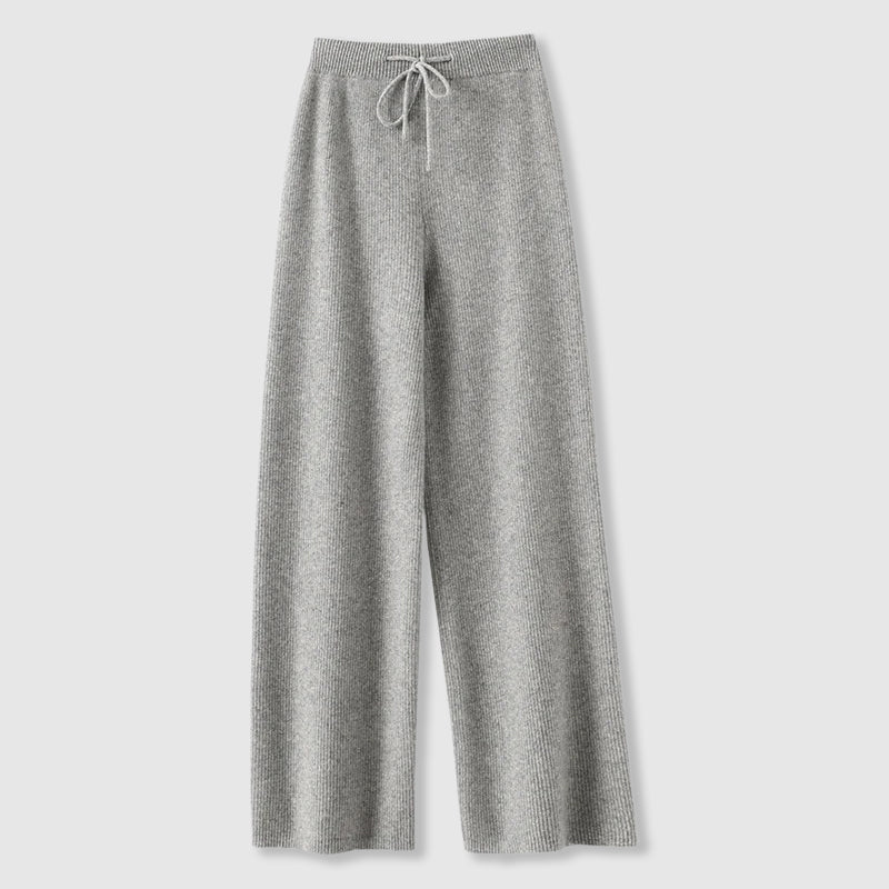 Wide Leg Cashmere Blend Knit Pants Drawstring